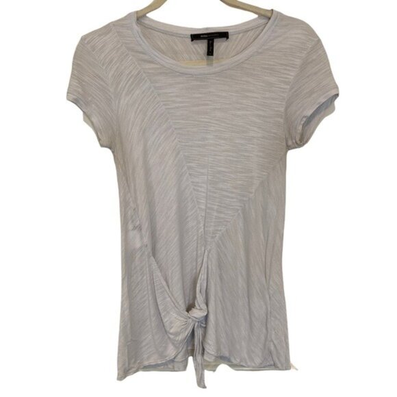 BCBGMaxAzria Tie Front Top Womens Dove Grey Sleeve Pullover Size S - Picture 1 of 10